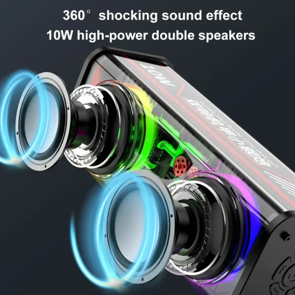 V8 Transparent Mecha Speakers Bluetooth 5.0 Wireless Double Bass Diaphragm Subwoofer Music TWS RGB Light Mini Party Loudspeaker - Image 4