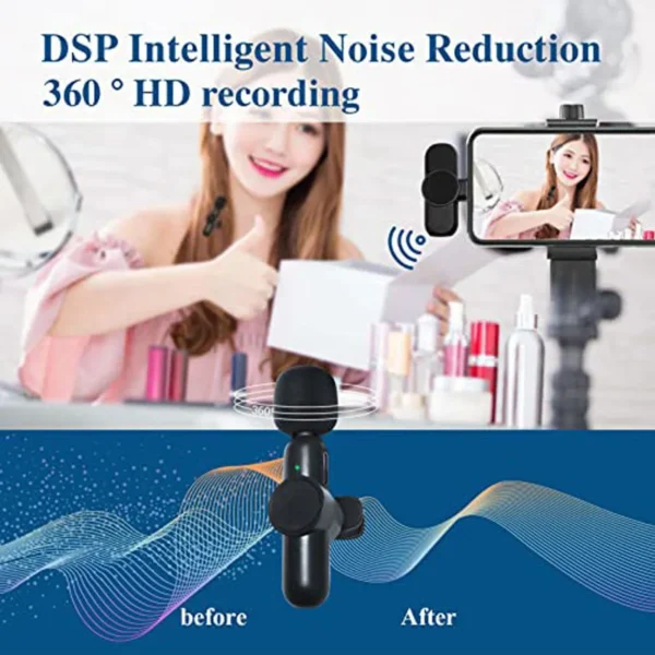 Lavalier Wireless Microphone Lapel Buttonhole Professional Dual Mic Tie Mini For iPhone Android Mobile Phone Cell PC Micro Kit - Image 3
