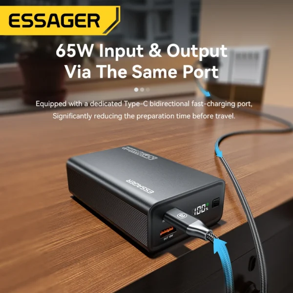 Essager Power Bank 20000mAh Portable PD 65W Fast Charging  Mobile Phone External Battery Powerbank For Phone Laptop Tablet Mac - Image 5