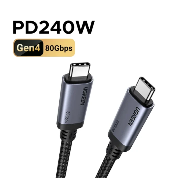 【80Gbps USB4 GEN4】UGREEN USB C to USB C Cable 240W PD 3.1 Fast Charging, Thunderbolt 4 Aluminum Shell Braided for MacBook - Image 7