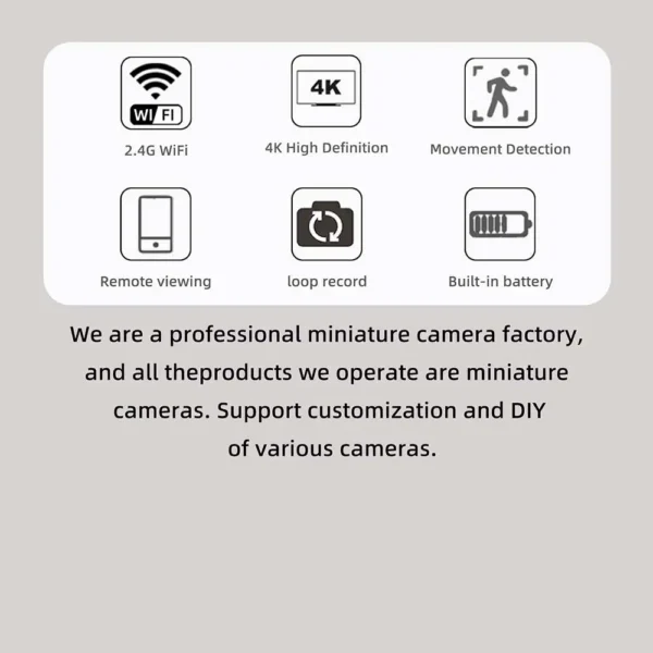 Upgrade high-definition 4K WiFi clock camera, Infrared night vision, Motion detection,Remote viewing,Home monitoring mini camera - Image 6
