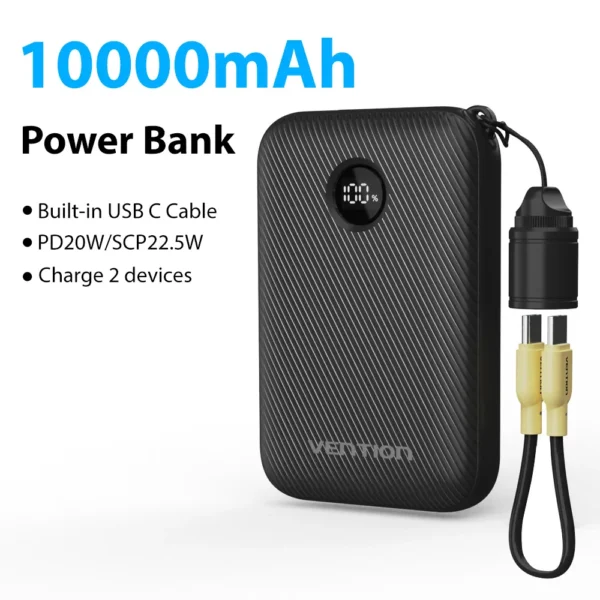 Vention Power Bank 20000mAh 22.5W PD Type C Charge Portable Powerbank External Auxiliary battery with USB-C Cable for iPhone 15 - Image 10