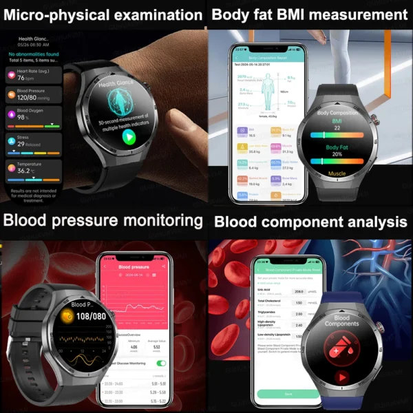 2025New Accurate Blood oxygen Uric Acid Smart Watch Men Micro Physical Examination Five Organ Health Bluetooth Call Smartwatch - Image 4