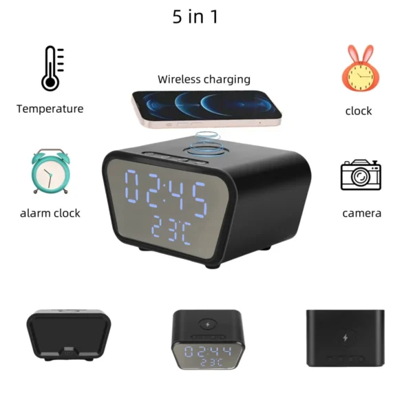 Alarm Clock Camera | WiFi, Wireless Charger, Baby Monitor, 4K Camera, Motion Detection, Recording, Remote Viewing, Home Security - Image 2