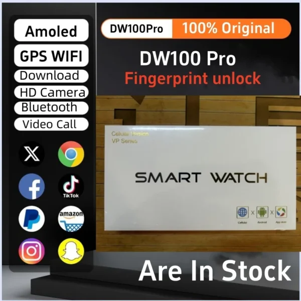 DW100 Pro Smartwatch Fingerprint Unlock control Smart Watch 256GB Storage ROM Free Download App WIFI GPS WIFI 2.29inch Amoled - Image 3