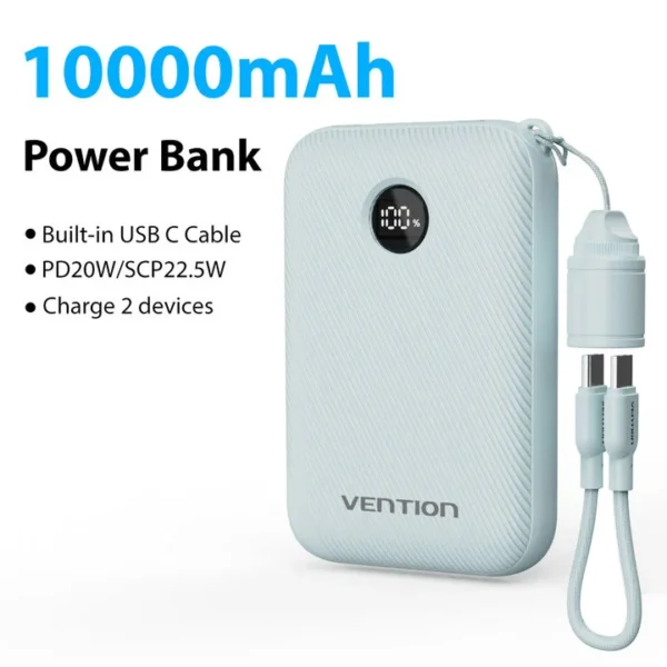 Vention Power Bank 20000mAh 22.5W PD Type C Charge Portable Powerbank External Auxiliary battery with USB-C Cable for iPhone 15 - Image 13