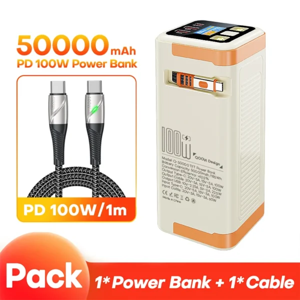 QOOVI 50000mAh Power Bank PD 100W Fast Charging Portable Large Battery Capacity Power Station For iPhone Laptop Samsung Xiaomi - Image 7