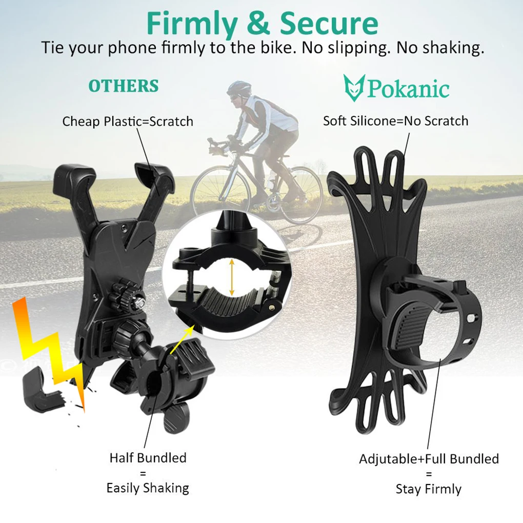 Silicone Mobile Phone Holder Bicycle Motorcycle Stand 360° Rotatable Riding Cycling Bicycle Bike Smart Phone GPS Support Bracket - Image 3