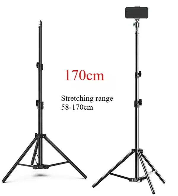 170cm Metal Standing Tripod Kit | Live Stream Anchor Broadcast Phone/Camera Holder, Selfie Light Thermometer Studio/Outdoor Use - Image 8