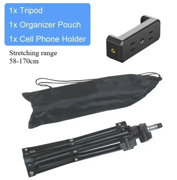 170cm Metal Standing Tripod Kit | Live Stream Anchor Broadcast Phone/Camera Holder, Selfie Light Thermometer Studio/Outdoor Use - Image 7