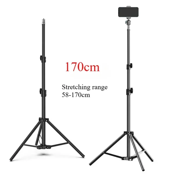 170cm Metal Standing Tripod Kit | Live Stream Anchor Broadcast Phone/Camera Holder, Selfie Light Thermometer Studio/Outdoor Use - Image 9