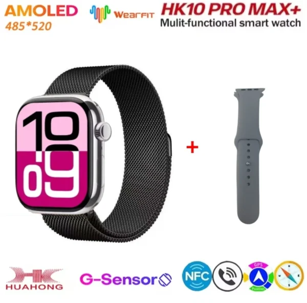 HK10 Pro Max Plus Smart Watch Men AMOLED AI Network Music AOD Fitness Tracker Women Smartwatch for iOS Android - Image 7