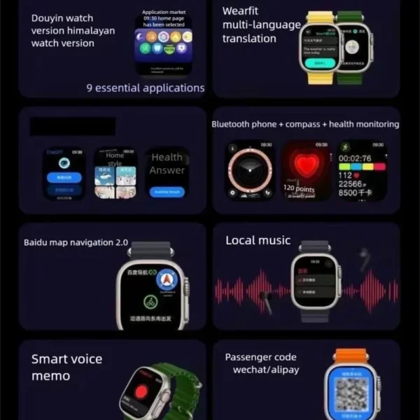 Original HK10 Ultra 3 MAX Smart Watch 4GB ROM AI ROBOT Network Sharing AMOLED NFC Compass GPS Smartwatch for ISO Android - Image 5