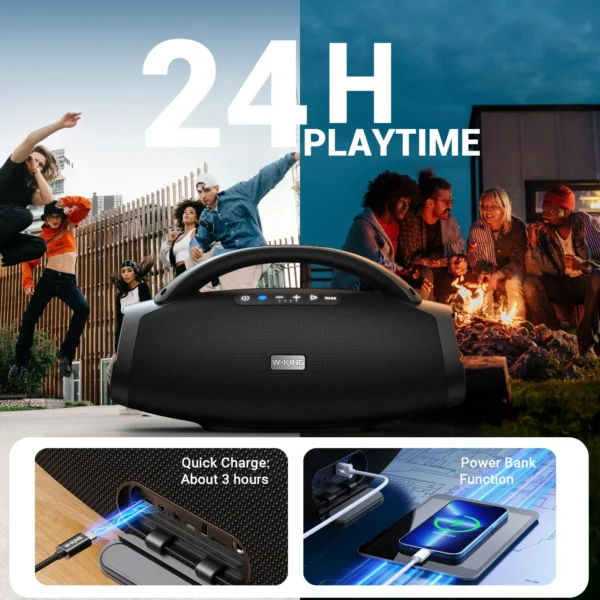W-KING X20S Portable Bluetooth Speakers, 180W RMS Massive Bass Party Boombox IPX7 Waterproof Speaker Large, Loud Outdoor Speaker - Image 5