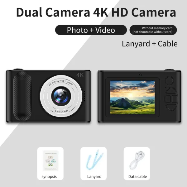 Mini Digital Camera 4K HD Sony Lens 44M Pixels 2.4 Inch Screen Student Digital Cam Auto Focus 4x Zoom Photography Outdoor Travel - Image 10