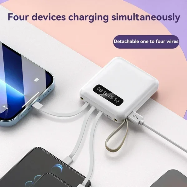 20000mAh Mini Power Bank Built in Cable PowerBank Digital Display External Battery Portable Charger for IPhone Samsung Xiaomi - Image 5