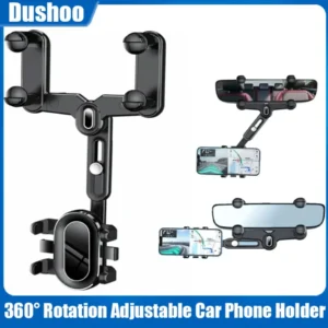 360° Rotation Adjustable Car Phone Holder Rearview Mirror Phone Holder Navigator Bracket Retractable For Universal Car Mobile