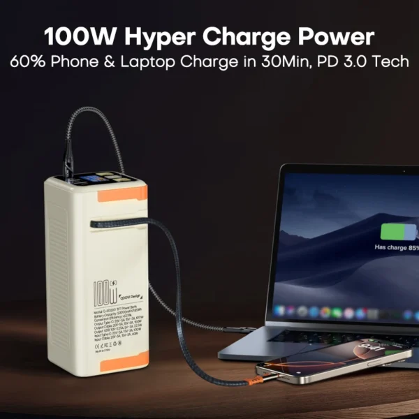 QOOVI 50000mAh Power Bank PD 100W Fast Charging Portable Large Battery Capacity Power Station For iPhone Laptop Samsung Xiaomi - Image 3