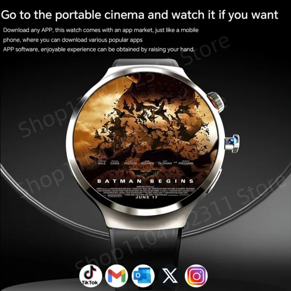 Smartwatch With 1.98 inch Amoled large Screen 210° Rotating Camera GPS Position Health monitoring Android 13.0 Smart Watch Men - Image 5