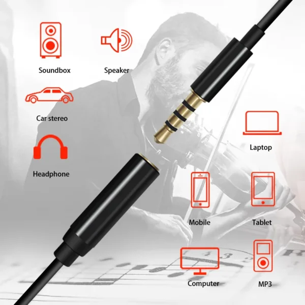 1.5M Mini Lavalier Microphone 3.5MM 6.5MM Lapel Mic Condenser Microphone 2 M Extension Cable Adapter for Camera Computer - Image 5