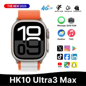 Original HK10 Ultra 3 MAX Smart Watch 4GB ROM AI ROBOT Network Sharing AMOLED NFC Compass GPS Smartwatch for ISO Android