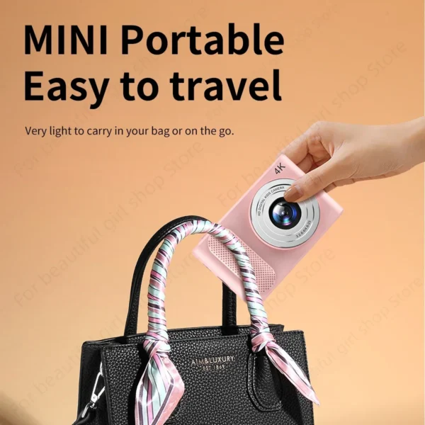 Mini Digital Camera 4K HD Sony Lens 44M Pixels 2.4 Inch Screen Student Digital Cam Auto Focus 4x Zoom Photography Outdoor Travel - Image 4