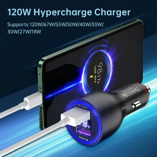 Xiaomi Usb Charger Car 120w 20v 6a Turbo Charge 67w 33w Auto Chargers Phones Xiao Mi 13t 14 Ultra Poco X5 F4 Redmi Note 12t 10 - Image 2