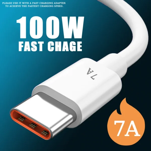 7A 100W Type C USB Cable Super-Fast Charge Cable for Huawei Mate 40 30 Xiaomi Samsung Fast Charging USB Charger Cables Data Cord - Image 6