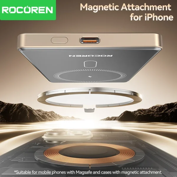 Rocoren 10000mAh Magnetic PowerBank Fast Charging 5000mAh Power Bank Portable Wireless Charger Battery For iPhone 16 15 Pro Max - Image 3
