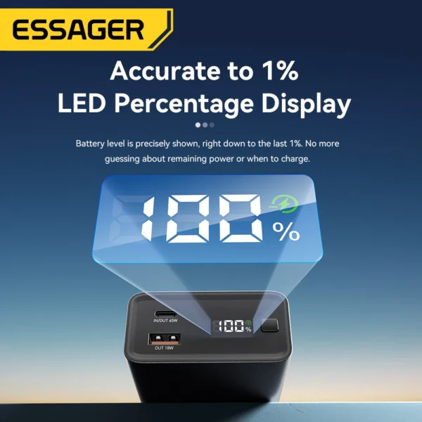 Essager Power Bank 20000mAh Portable PD 65W Fast Charging  Mobile Phone External Battery Powerbank For Phone Laptop Tablet Mac - Image 6