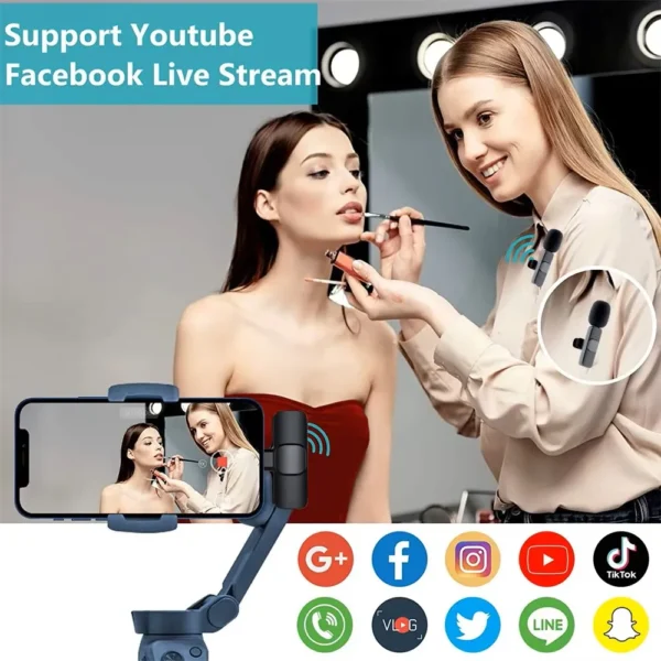 Wireless Lavalier Microphone Portable Audio Video Recording Mini Mic for iPhone Android Live Broadcast Gaming Phone Mic - Image 6
