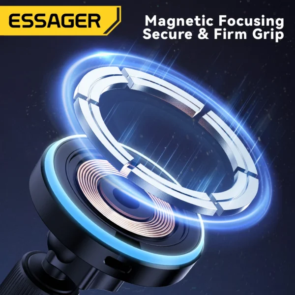 Essager Magnetic Car Phone Holder 15W Wireless Charger Stand For iPhone 15 14 13 Pro Max Car Mount Charger for Magsafe LED Light - Image 4