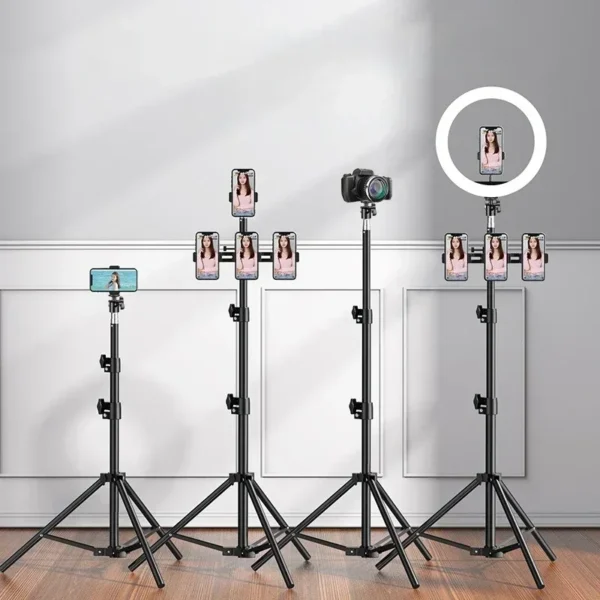 170cm Metal Standing Tripod Kit | Live Stream Anchor Broadcast Phone/Camera Holder, Selfie Light Thermometer Studio/Outdoor Use - Image 2
