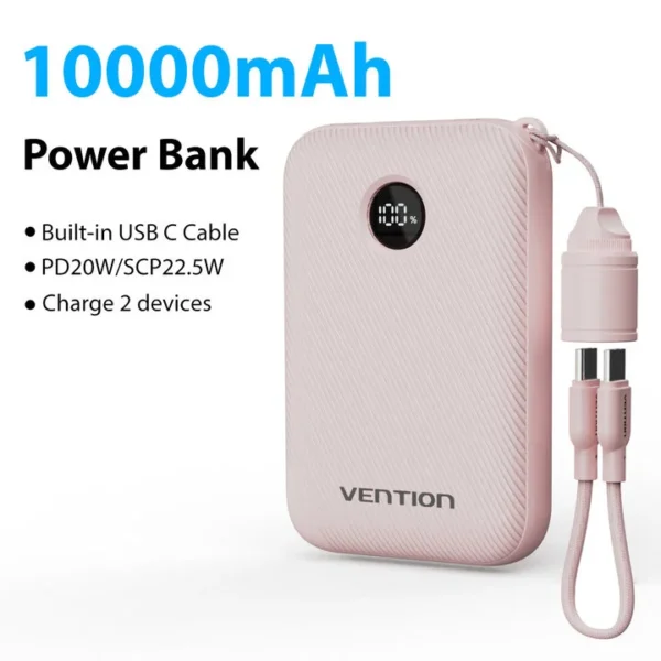 Vention Power Bank 20000mAh 22.5W PD Type C Charge Portable Powerbank External Auxiliary battery with USB-C Cable for iPhone 15 - Image 14