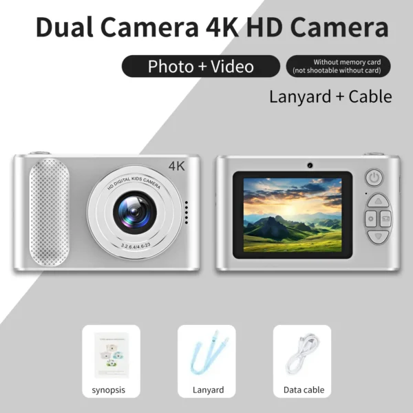Mini Digital Camera 4K HD Sony Lens 44M Pixels 2.4 Inch Screen Student Digital Cam Auto Focus 4x Zoom Photography Outdoor Travel - Image 8