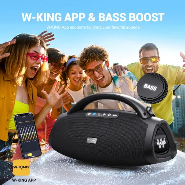 W-KING X20S Portable Bluetooth Speakers, 180W RMS Massive Bass Party Boombox IPX7 Waterproof Speaker Large, Loud Outdoor Speaker - Image 4