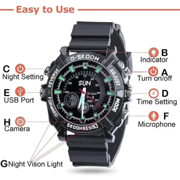 1080P HD smartwatch with camera function Convenient sports camera watch Suitable for cycling, hiking, outdoor, etc. - Image 2