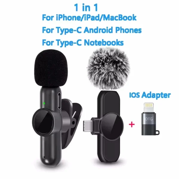 Lavalier Wireless Microphone Lapel Buttonhole Professional Dual Mic Tie Mini For iPhone Android Mobile Phone Cell PC Micro Kit - Image 12