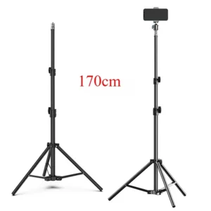 170cm Metal Standing Tripod Kit | Live Stream Anchor Broadcast Phone/Camera Holder, Selfie Light Thermometer Studio/Outdoor Use