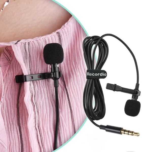 1.5M Mini Lavalier Microphone 3.5MM 6.5MM Lapel Mic Condenser Microphone 2 M Extension Cable Adapter for Camera Computer - Image 6