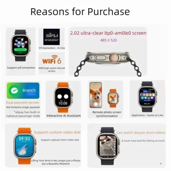 Original HK10 Ultra 3 MAX Smart Watch 4GB ROM AI ROBOT Network Sharing AMOLED NFC Compass GPS Smartwatch for ISO Android - Image 6