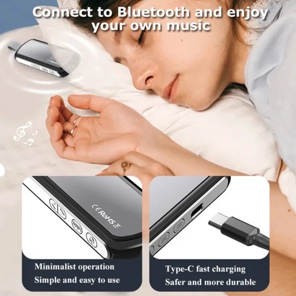 Bluetooth 5.2 Bone Conduction Speaker Under Pillow Noise Reduction Speaker Stereo Music Player with Flashlight Sleep Aid - Image 4