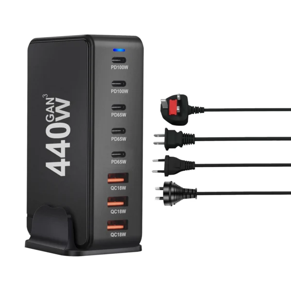 440W USB C Charger Station 8-Port high powe Fast Charging Block for Cellphones 3A5C Quick Charger for Laptop/iPad/iPhone - Image 6
