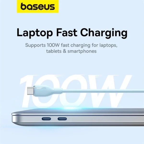 Baseus 100W USB C Cable For Samsung S21 S22 Xiaomi Fast Charging For MacBook iPad Type C Cable TPE - Image 3