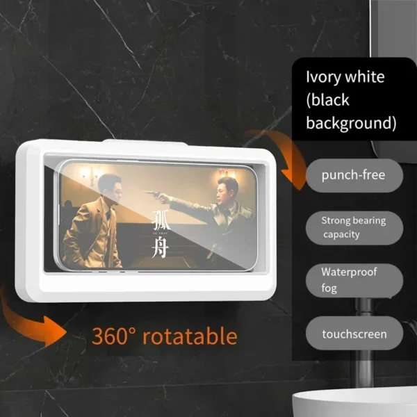 Waterproof Shower Phone Holder 480° Rotating Anti-Fog Bathroom Bathtub Kitchen Wall Mount Holder for iPhone Samsung Smartphones - Image 2