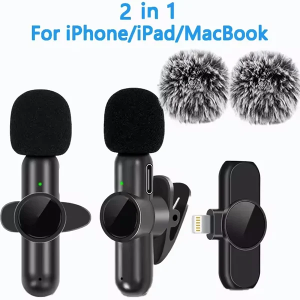 Lavalier Wireless Microphone Lapel Buttonhole Professional Dual Mic Tie Mini For iPhone Android Mobile Phone Cell PC Micro Kit - Image 10