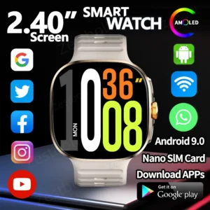 M99 Smartwatch With 190° Rotating Camera GPS Position WIFI Compass App Download Android 10.0 2.4inch Larger Screen Smart Watches