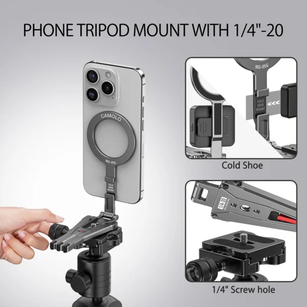 Camolo Foldable Magnetic Pocket Phone Tripod with Hook Magsafe Phone Holder w/ ring for iPhone Android HUAWEI Tripod Phone Stand - Image 3