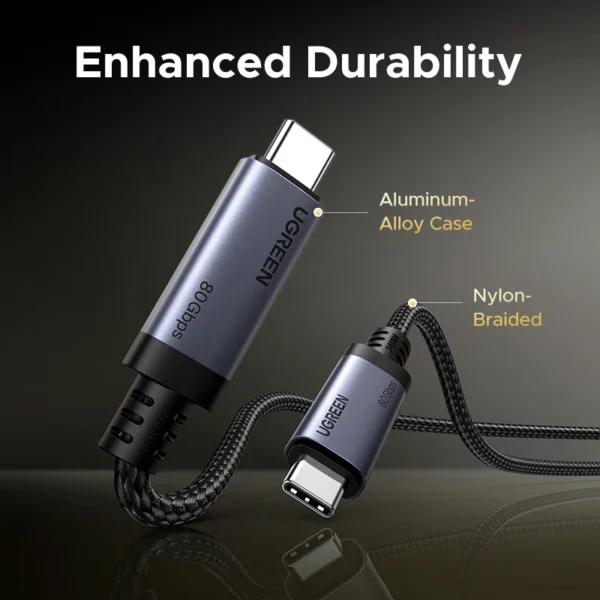 【80Gbps USB4 GEN4】UGREEN USB C to USB C Cable 240W PD 3.1 Fast Charging, Thunderbolt 4 Aluminum Shell Braided for MacBook - Image 6