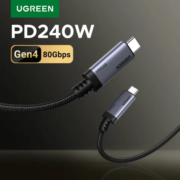 【80Gbps USB4 GEN4】UGREEN USB C to USB C Cable 240W PD 3.1 Fast Charging, Thunderbolt 4 Aluminum Shell Braided for MacBook